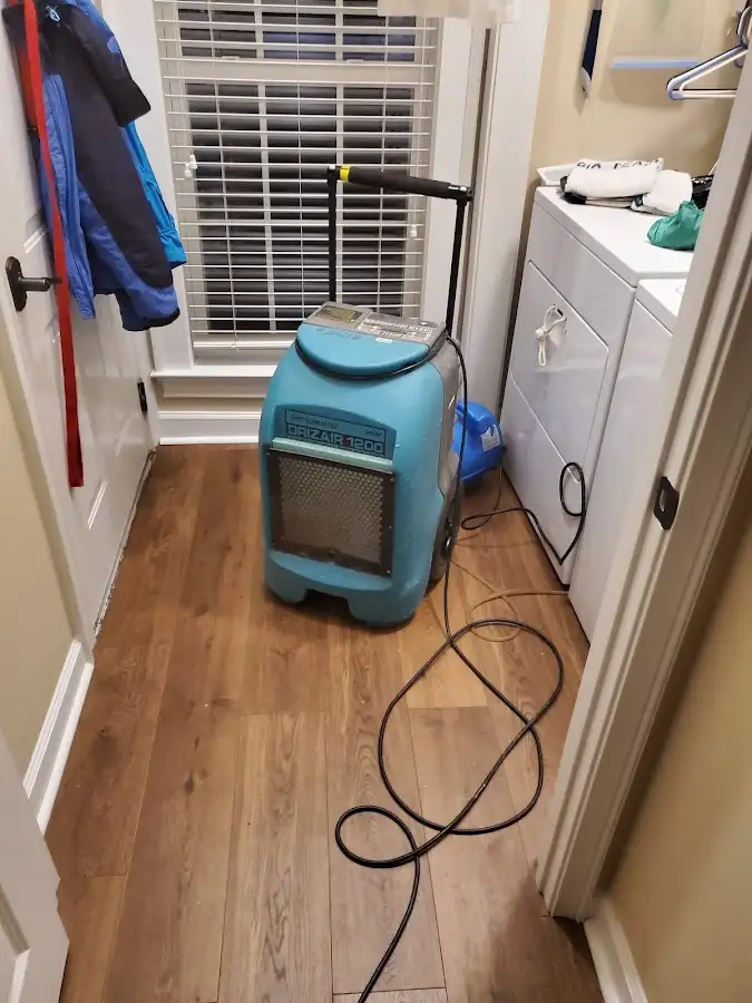 Commercial dehumidifier deployed for Flood Damage Cleanup in Newark